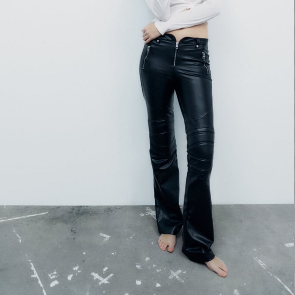 Zara faux leather pants with knee pads!!